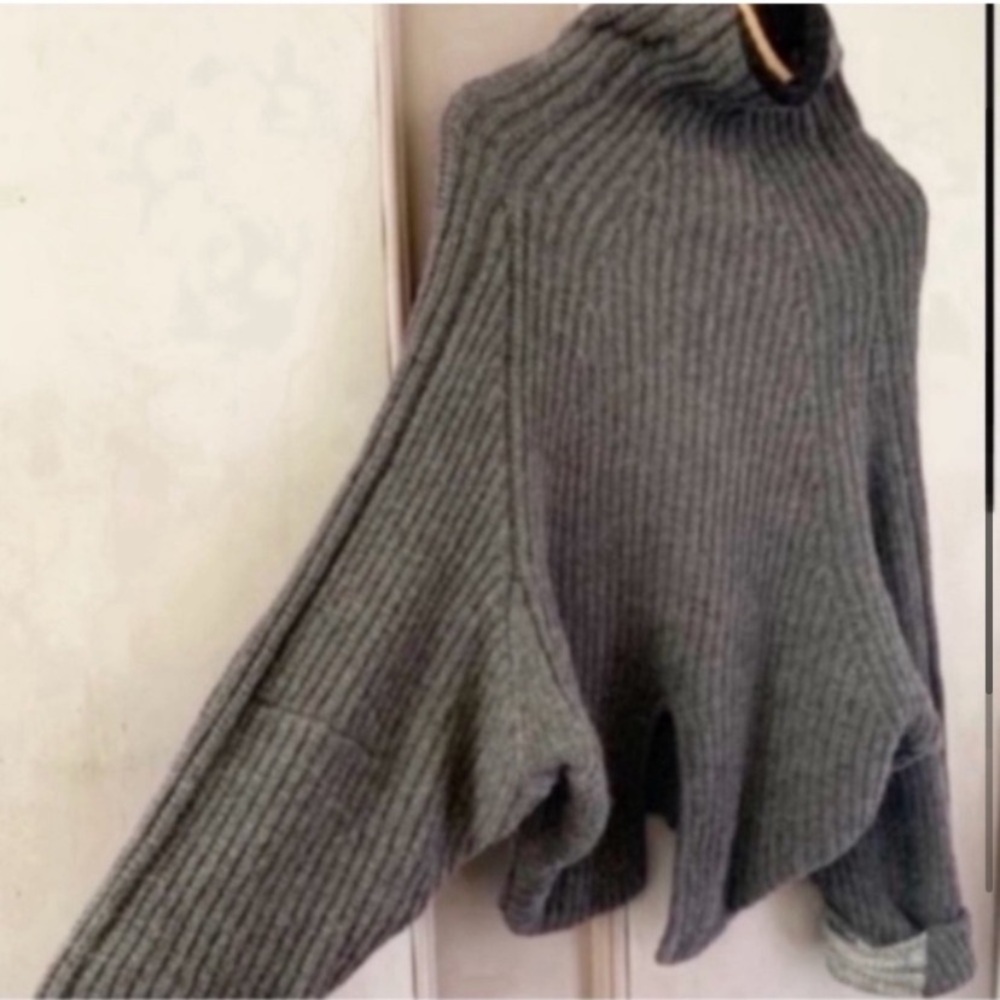 TOGA Pulla Wool Blend Draped Neck Raglan Rib Knit Sweater - Picture 3 of 8